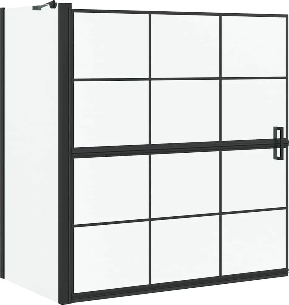 vidaXL Ecran de baie pentru duș Negru și transparent 116 x 68 x 128 cm