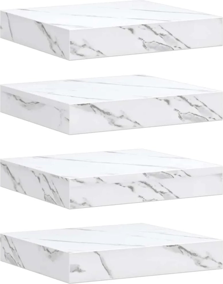 vidaXL Raft de perete Pe perete 4 pcs Marmură albă 23 x 23,5 x 4 cm