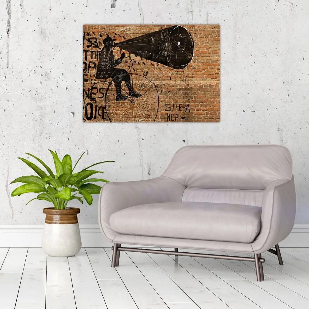 Tablou - Barbat cu biciclete stil Bansky (70x50 cm)