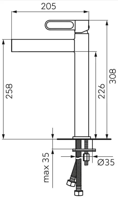 Baterie lavoar inalta FDesign Zaffiro cu ventil click-clack, negru-aur roz - FDSFD1-ZFR-2L-25