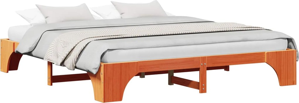 vidaXL Cadru de pat Maroniu cerat 180 x 200 cm Lemn de pin masiv