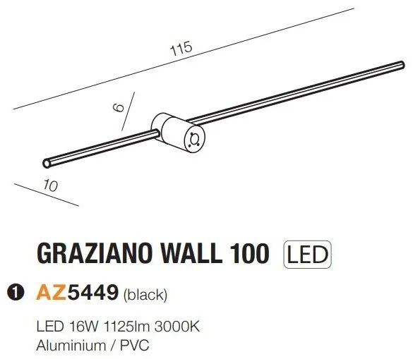 Aplica de perete LED design liniar GRAZIANO WALL 100 BK