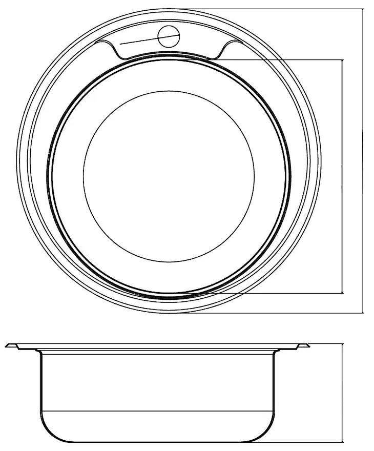 Chiuveta Sanobi, 1 Cuva universala, Inox texturat, pe blat, D 49 cm