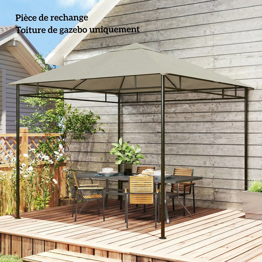 Outsunny Pânză de schimb pentru pavilion tonelă cort acoperiş de înlocuire gazebo de grădină poliester 180 g/m² 3 x 3 m gri | Aosom Romania