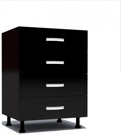 Corp inferior 60 cu 4 sertare Zebra negru