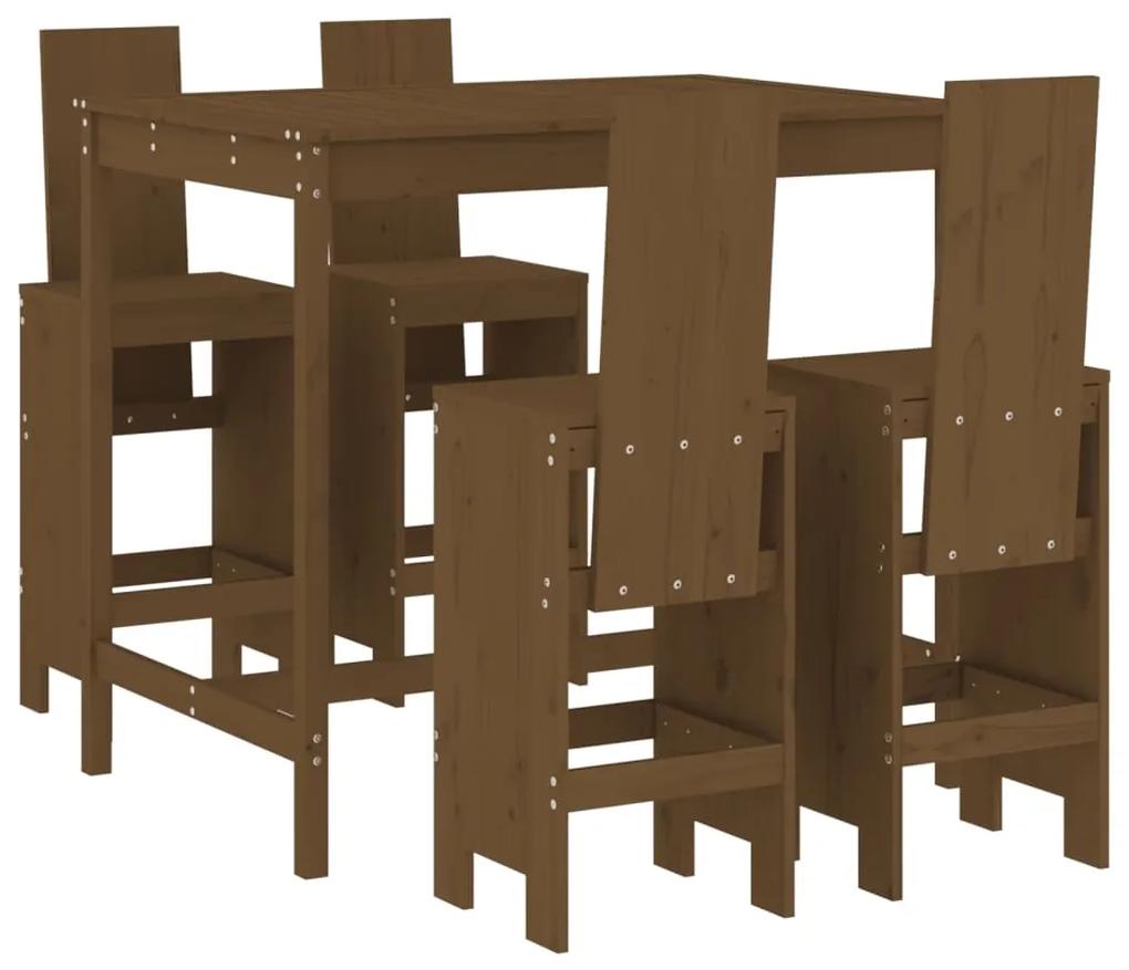 3157778 vidaXL Set mobilier bar de grădină, 5 piese, maro miere lemn masiv pin