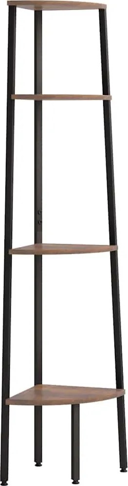 vidaXL Raft de colț cu 4 niveluri, maro închis și negru, 45,5x31,5x150 cm