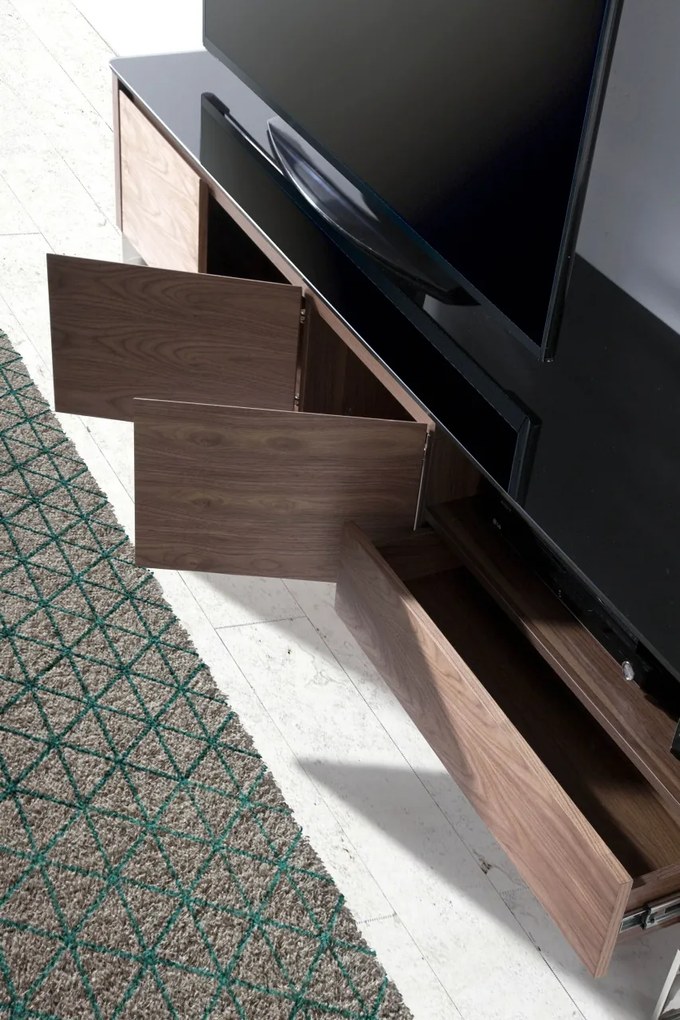 Comoda TV eleganta design LUX Walnut/Black AC-191-F