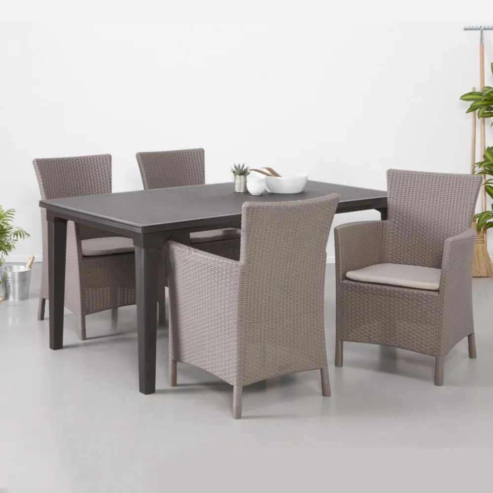 Scaun de grădină Iowa, culoare cappuccino, cu pernă nisip