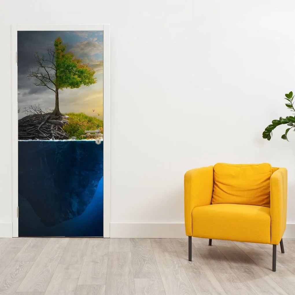 Fototapet pentru ușă - Ilustrație a două fețe (95x205cm)