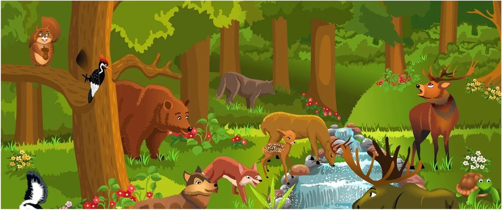 Tablou pentru copii cu animale (120x50 cm)