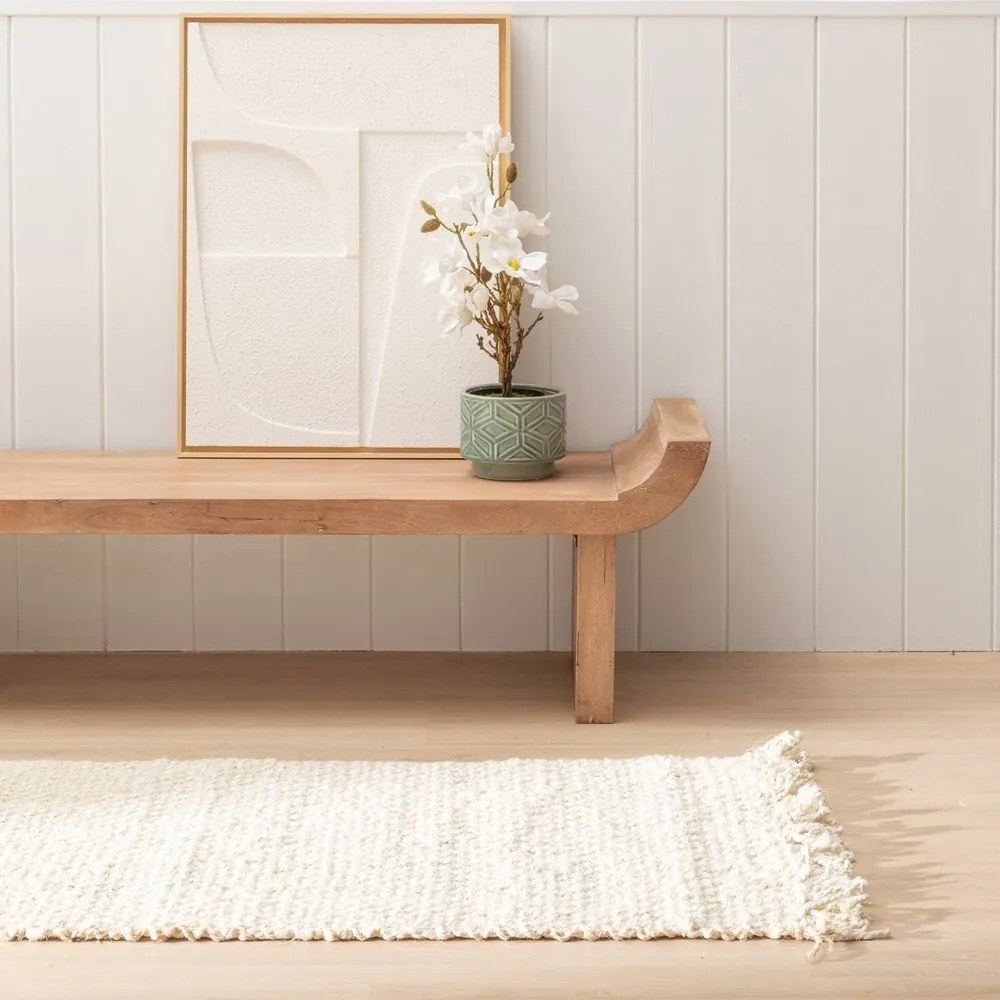 Covor tip traversă crem din iută 70x170 cm Altea – Ixia