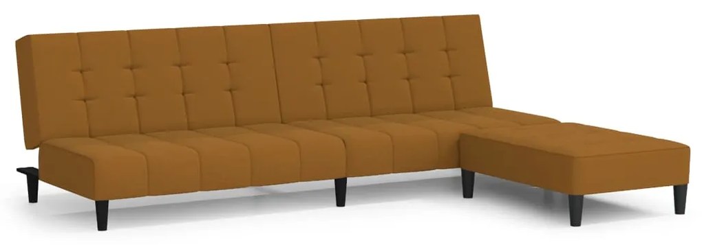 3080567 vidaXL Canapea extensibilă cu taburet, 2 locuri, maro, catifea