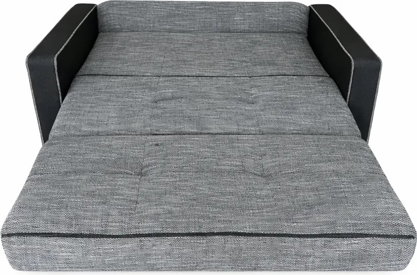 Canapea SAMY NEXT extensibila, 2 locuri, cu lada de depozitare, stofa gri inchis cu gri deschis, cadru metalic, 152x100x92 cm stofa, Gri Inchis + Gri