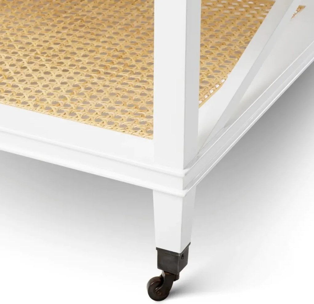 Masuta de cafea LUX, Lemn, Rattan, Bahamas alb