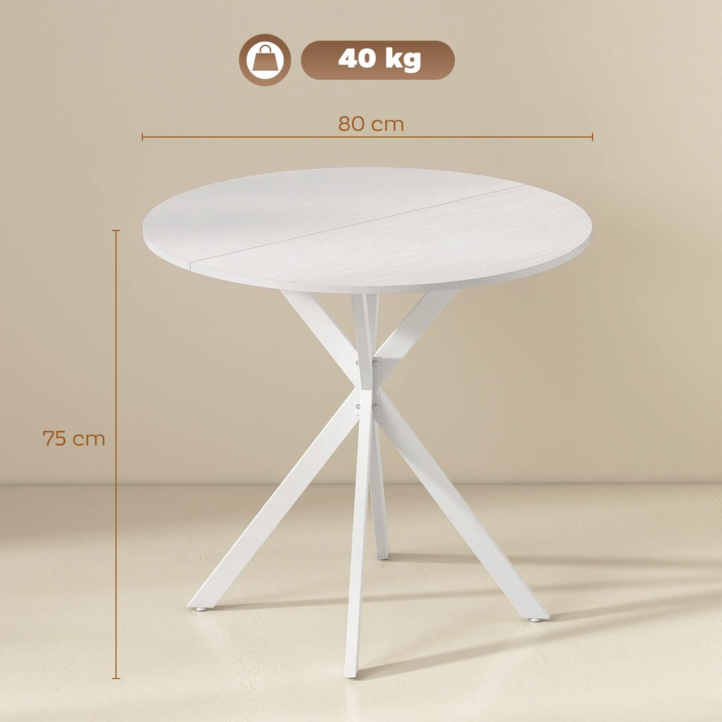 HOMCOM Masă Da Dining Rotund Stil Industrial Con Picioare în X Ø80x75 cm | Aosom Romania