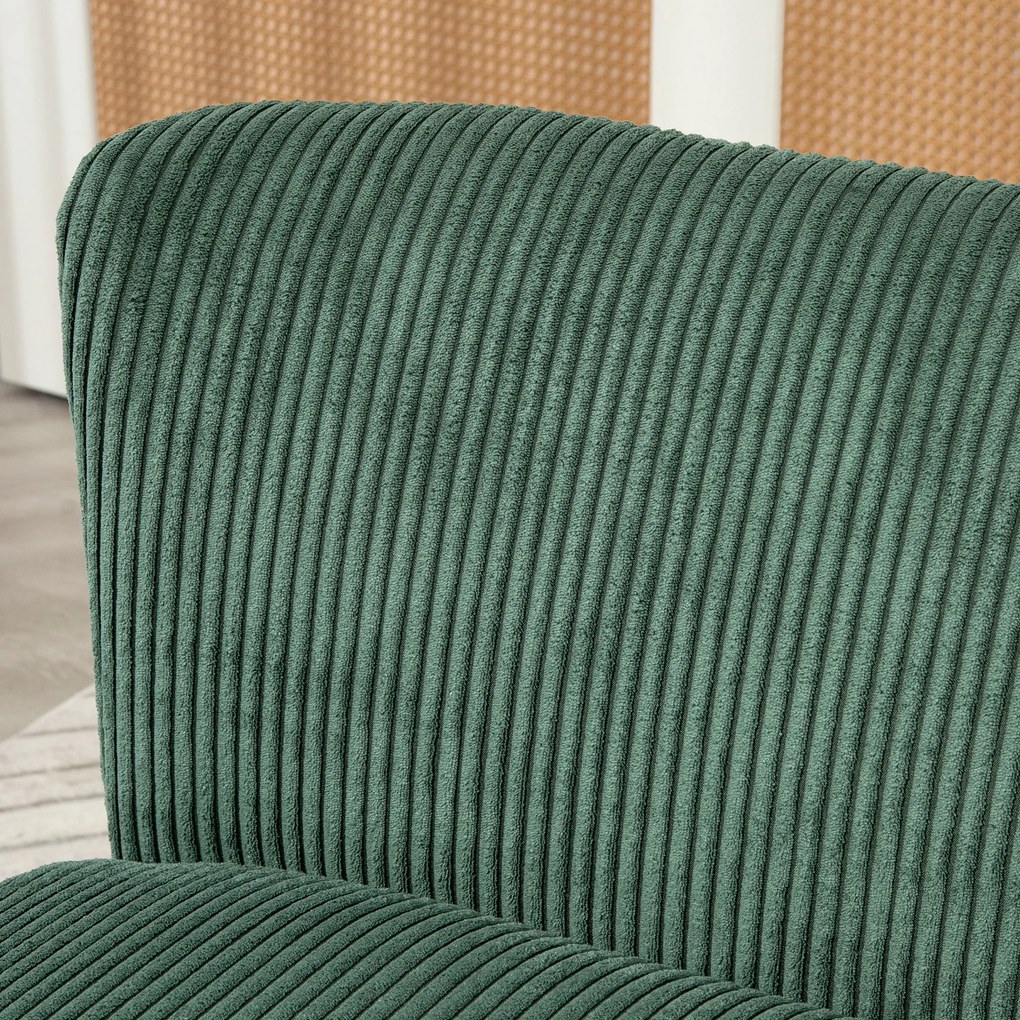 HOMCOM Canapea de 2 locuri tapițată, lemn, material textil cu aspect de catifea, spumă, 117 x 56,5 x 77 cm, Verde | Aosom Romania