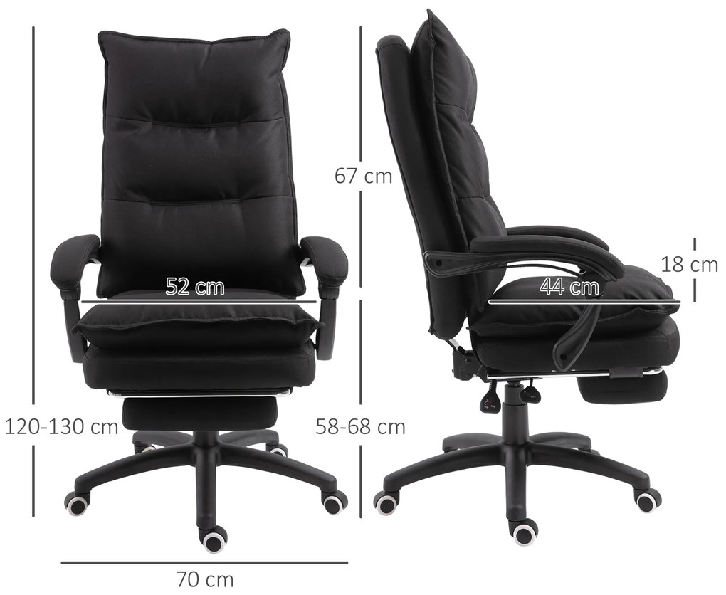 Vinsetto Scaun Birou cu Masaj, cu Înălțime Reglabilă, 6 Puncte de Masaj și Telecomandă, 70x62x120-130 cm, Negru | Aosom Romania
