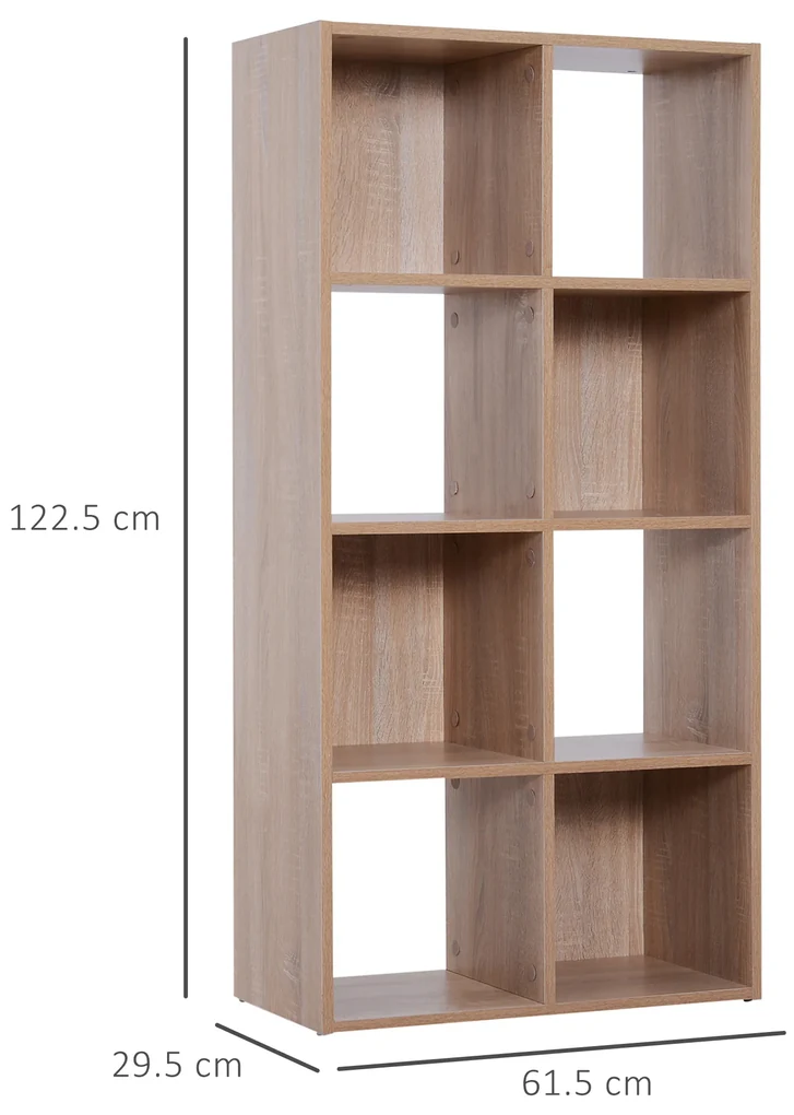 Homcom Librarie Raft 4 Niveluri Culoare Lemn Natural 61,5x29,5x122,5cm