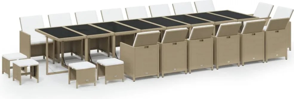 vidaXL Set mobilier de grădină cu perne, 21 piese, bej, poliratan