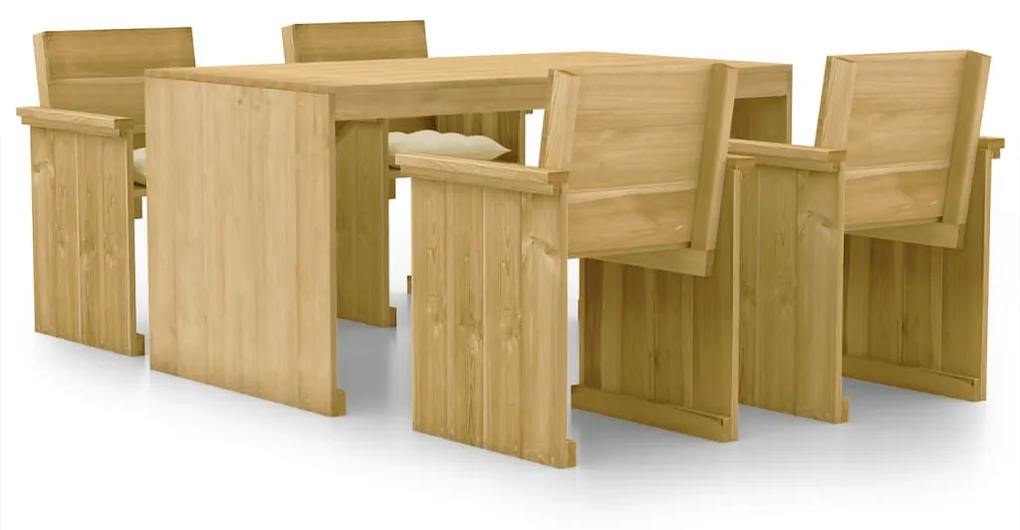 Set mobilier de gradina, 5 piese, lemn de pin tratat Crem, 1