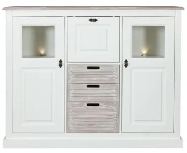 Comoda Cortina, 3 Usi si 3 Sertare, Alb si Miere, 115.5 Cm