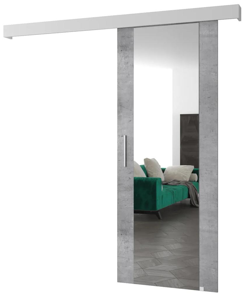 Zondo Uși culisante 90 cm Sharlene II (beton deschis + alb mat + argintiu) (cu oglindă). 1043633