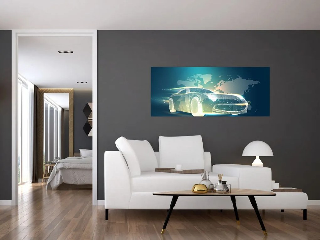 Tablou - Mașină din forme geometrice (120x50 cm)