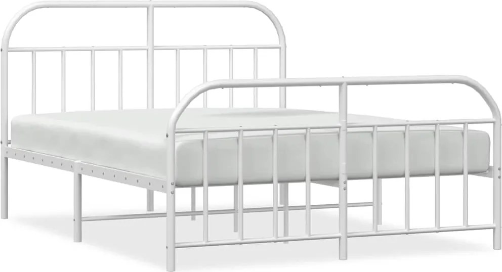 vidaXL Cadru de pat metalic cu tăblie de cap/picioare, alb, 183x213 cm