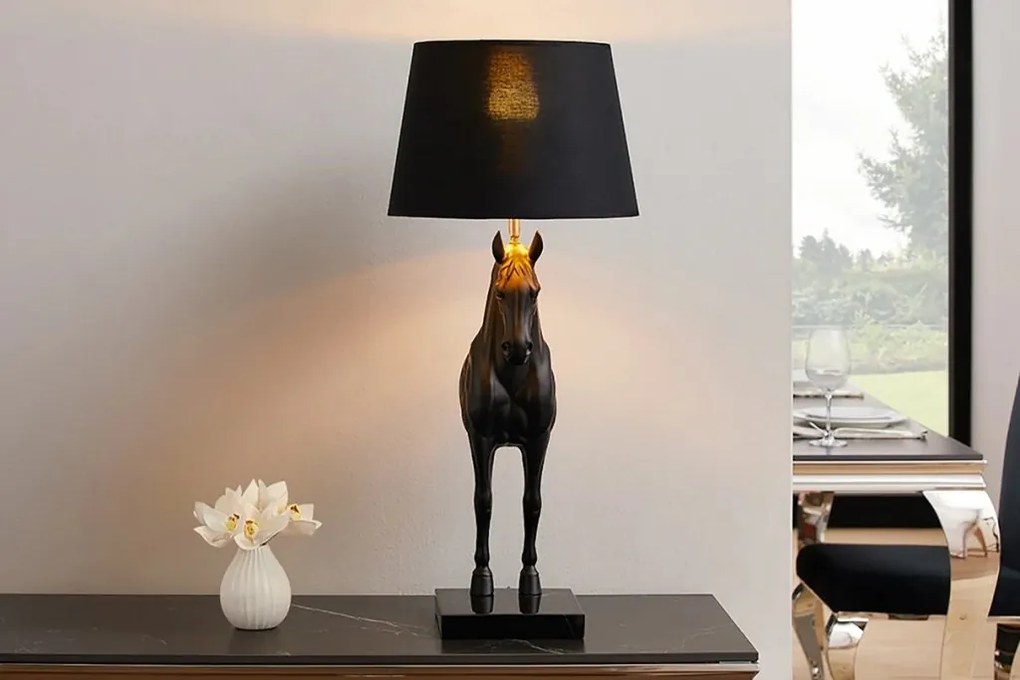 Lampa decorativa, Cal, Negru, BLACK BEAUTY 75cm