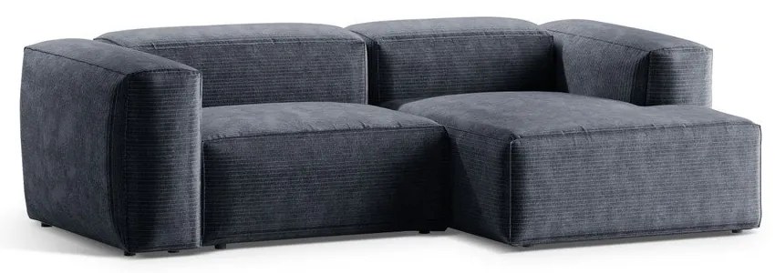 Colțar albastru prăfuit cu tapițerie din catifea reiată (cu colț pe partea dreaptă/cu șezlong) Bergamo – Cosmopolitan Design