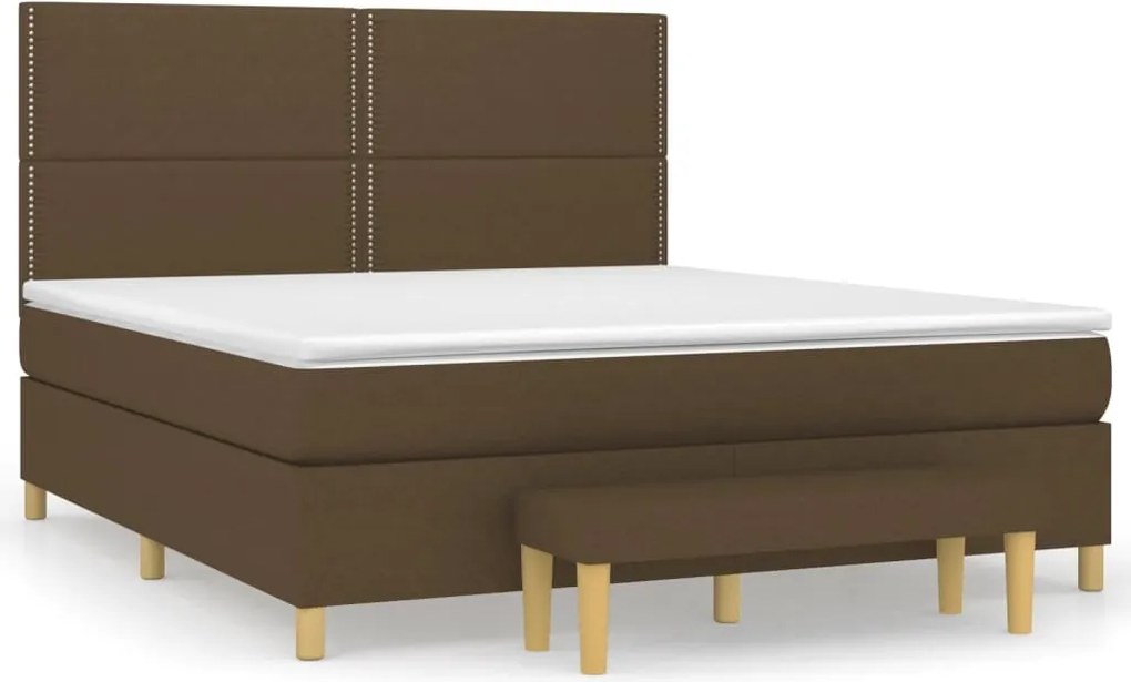 vidaXL Pat continental cu saltea maro închis 180x200cm material textil