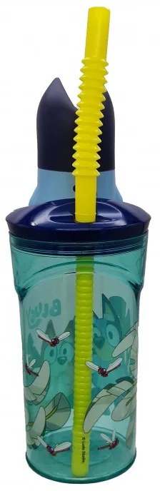 Bluey Splash Pahar cu pai din plastic 3D 360 ml