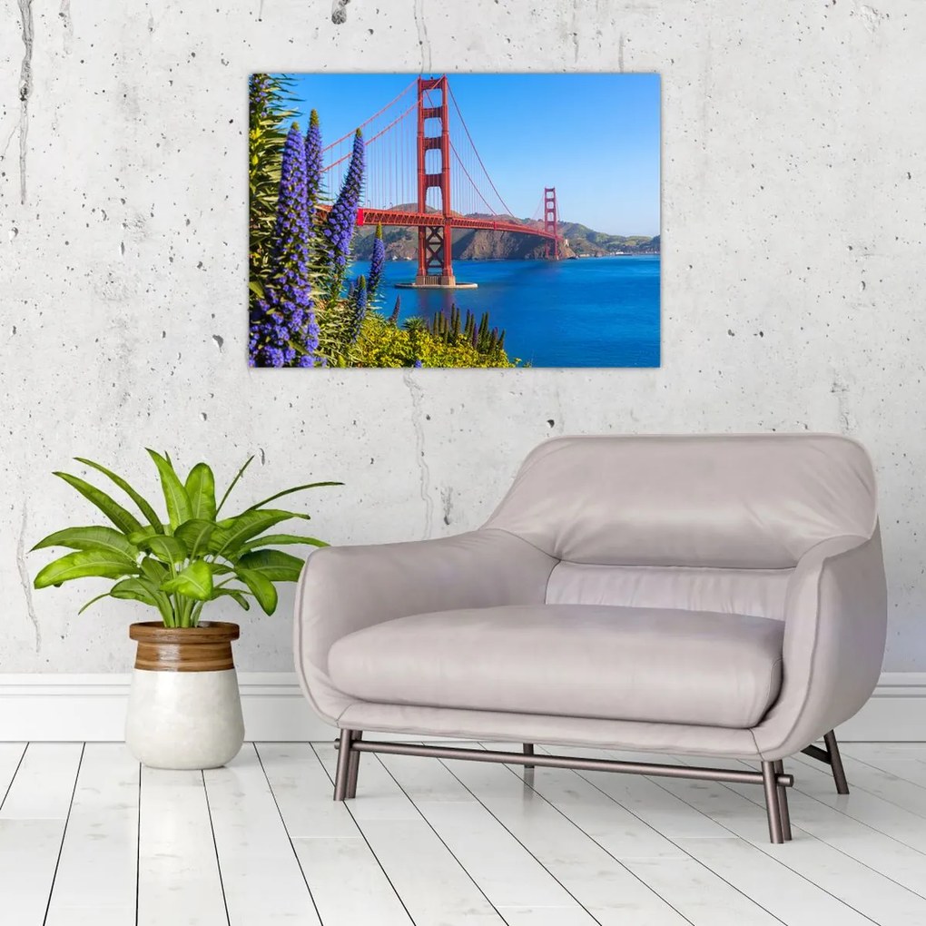 Tablou pe sticlă - Podul Golden Gate, San Francisco (70x50 cm)
