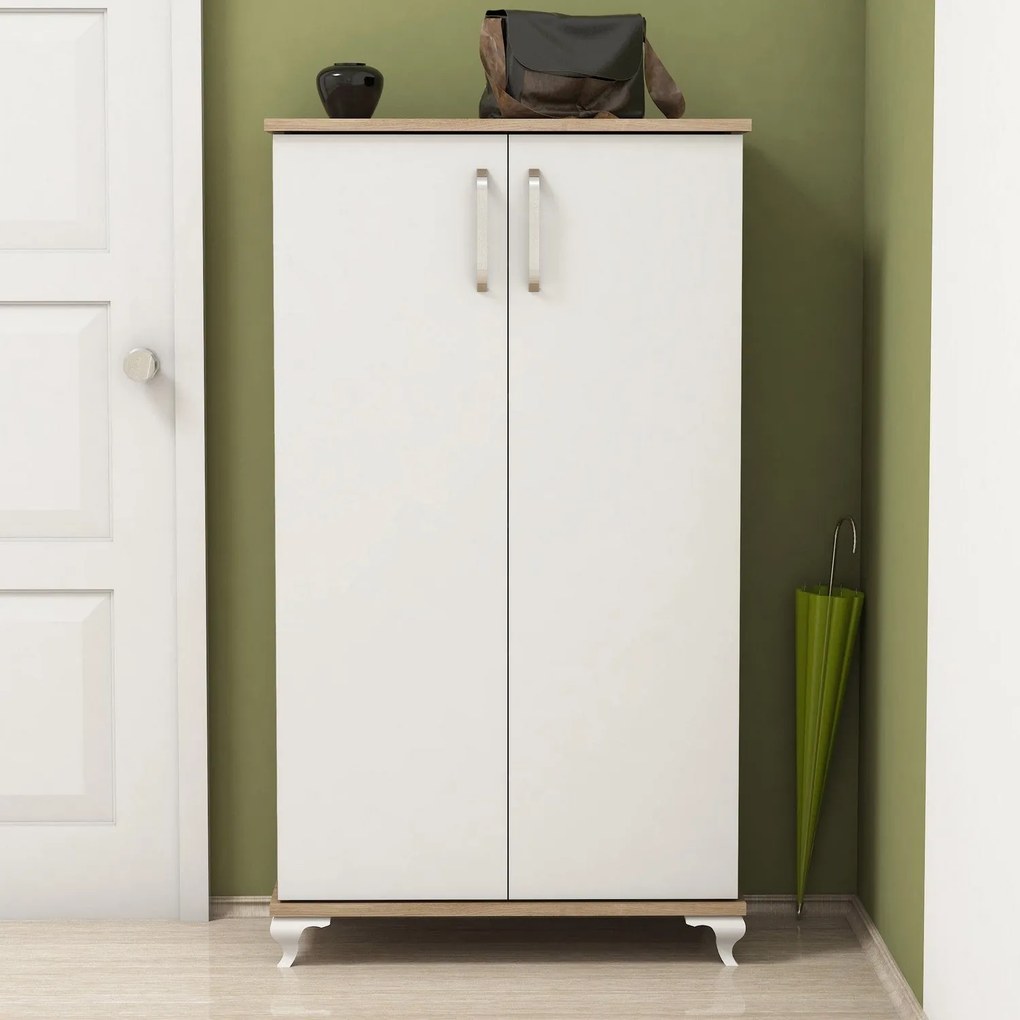 Comodă pentru pantofi Ari - Walnut, White