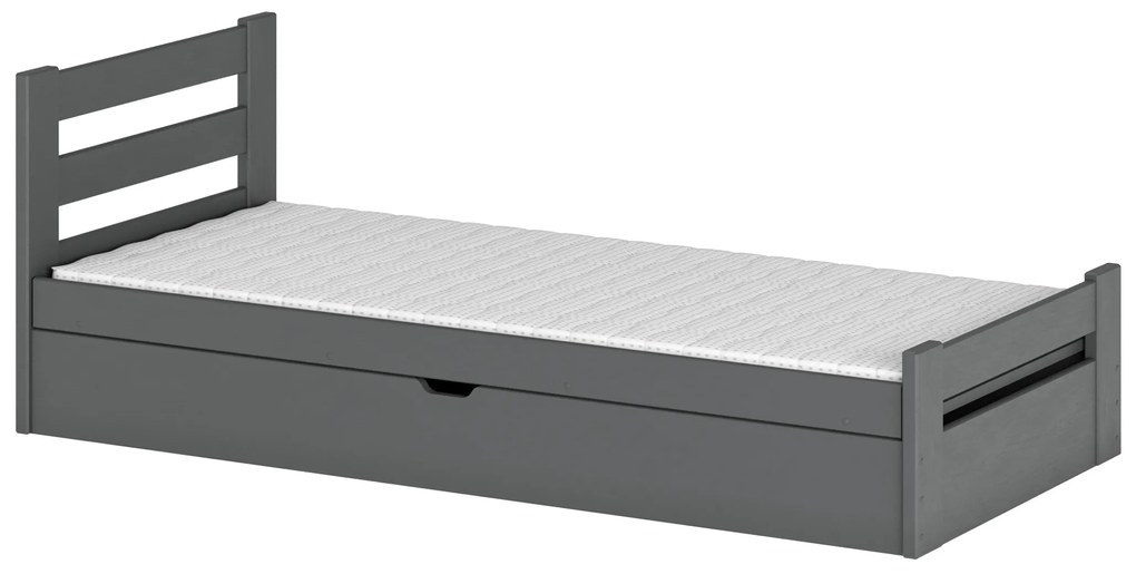 Pat pentru copii 90 x 200 cm Nia (cu somieră și sp. depozitare) (grafit). Promo -10%. 1012962