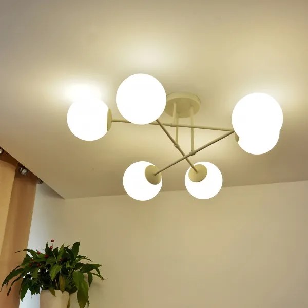 Lustră aplicată MOON, 6xE27/15W/230V, crem