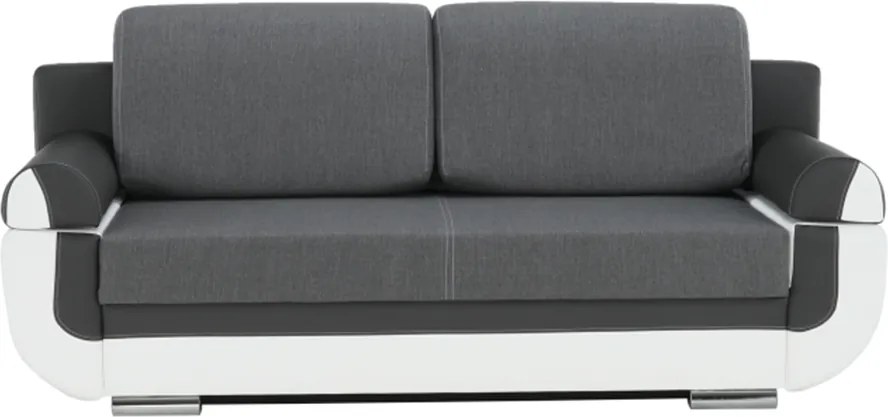 Canapea, piele ecologică alba+gri/material textil gri, KARDYN