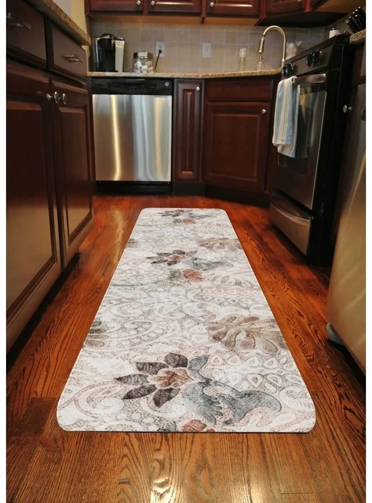 Covor tip traversă bej lavabil 58x140 cm Vintage Garden – Oyo Concept