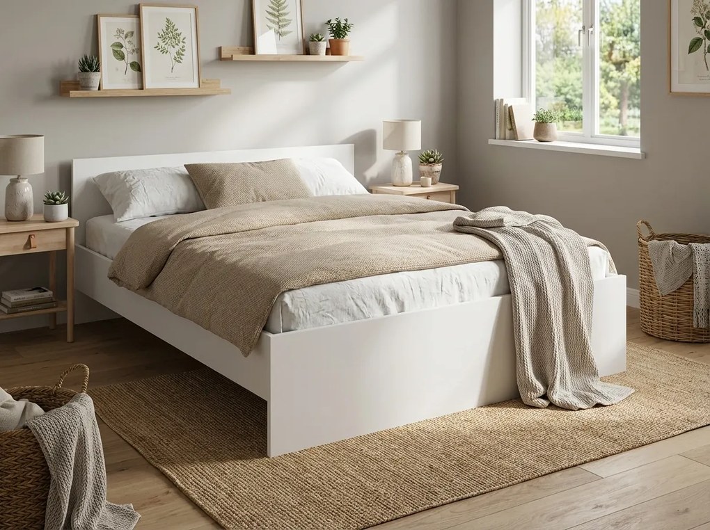 Pat ELISA 160 x 200 cm, alba Saltele: Saltea Sommera 18 cm, Somiera pat: Cu lamele drepte