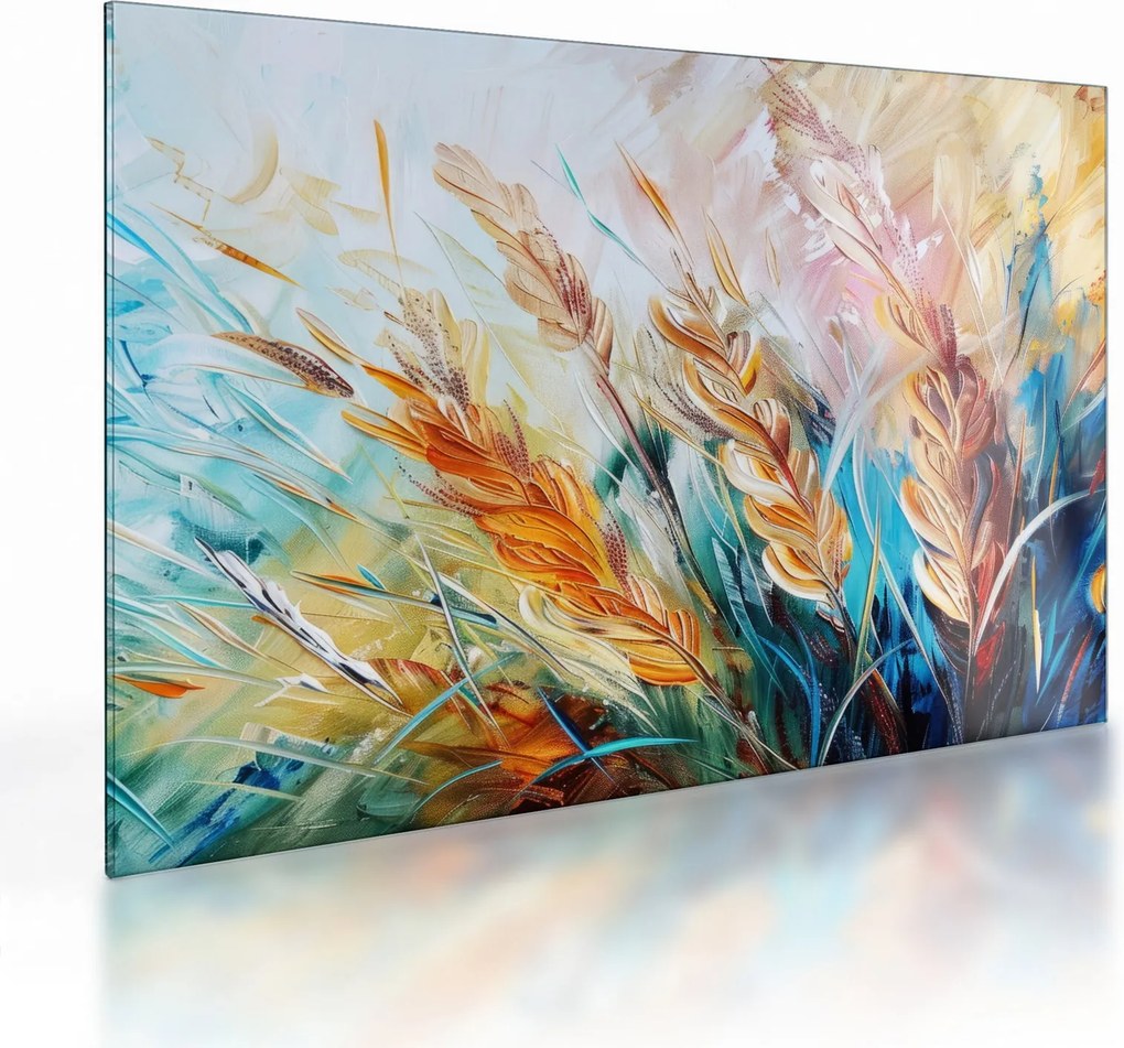 Tablou pe sticlă - Grâu, abstracție (70x50 cm)