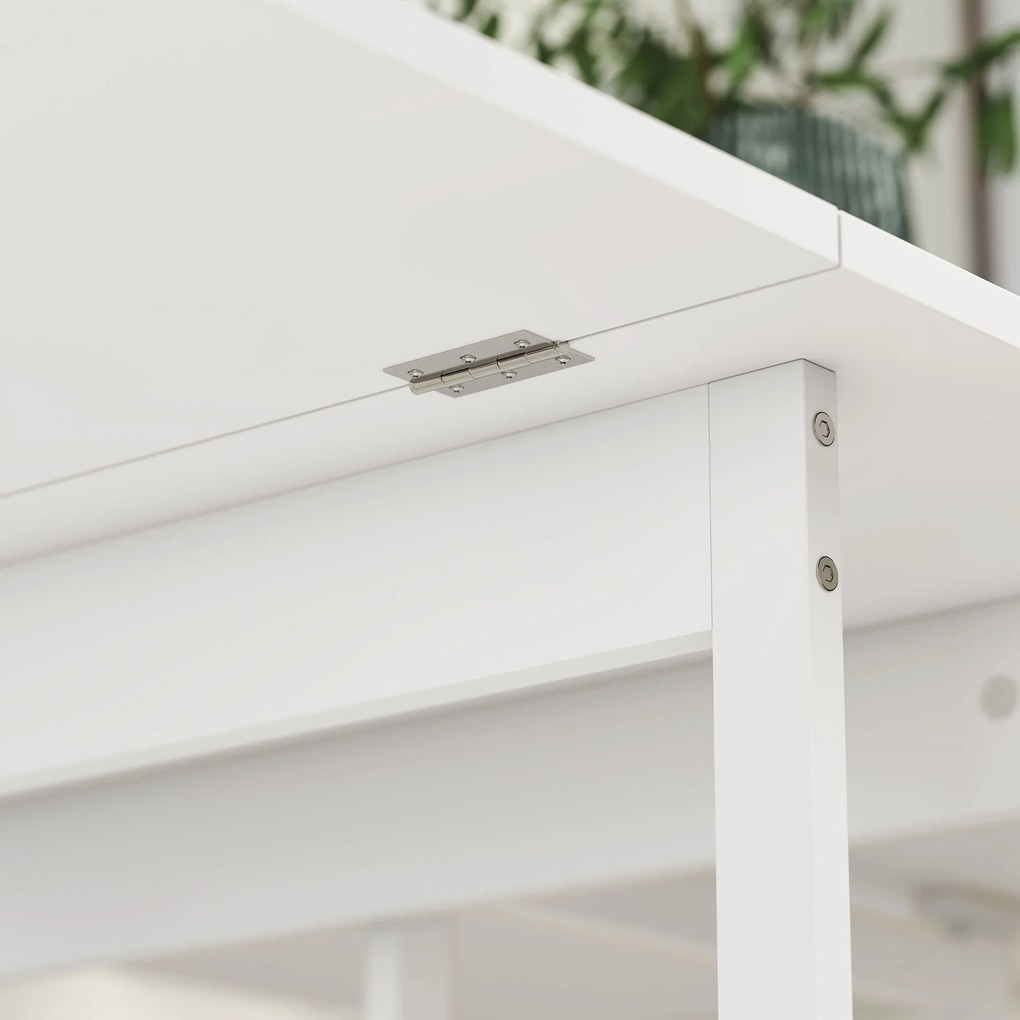 HOMCOM Masă Pliabilă cu 2 Blaturi Rabatabile pentru 4 Persoane cu 2 Rafturi Deschise, Gri | Aosom Romania