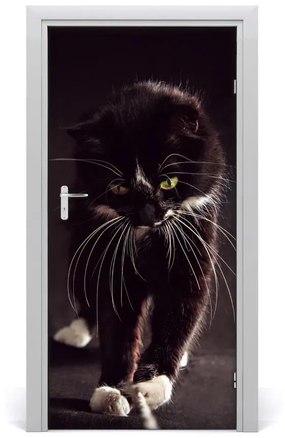 Autocolante pentru usi Perete pisică neagră