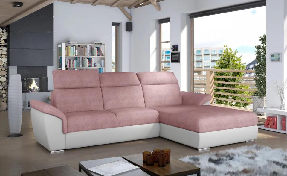 Canapea tapitata, extensibila, cu spatiu pentru depozitare, 272x100x216 cm, Trevisco R02, Eltap (Culoare: Roz deschis / Omega 91)