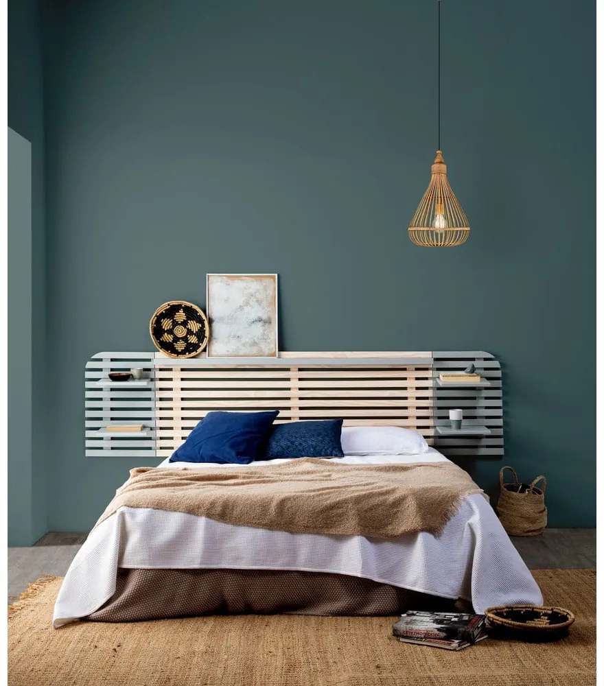 Tăblie de pat gri deschis/în culoare naturală din lemn masiv de pin 240x62 cm Dimas – Marckeric