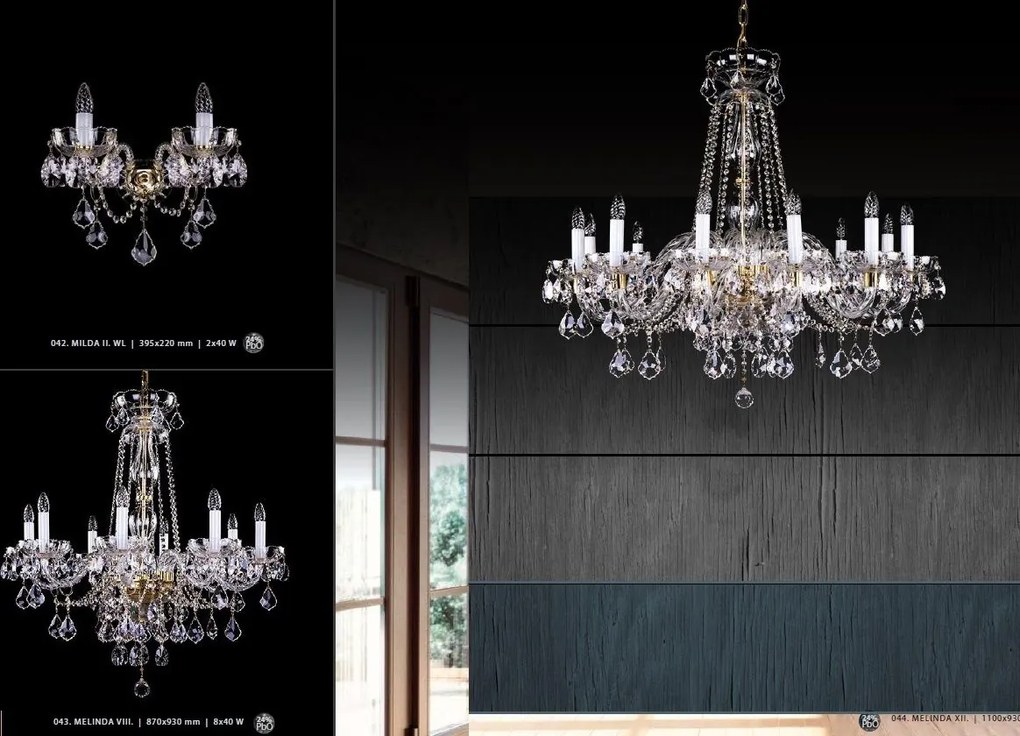 Aplica de perete cu 2 brate Cristal Bohemia Exclusive Milda II WL