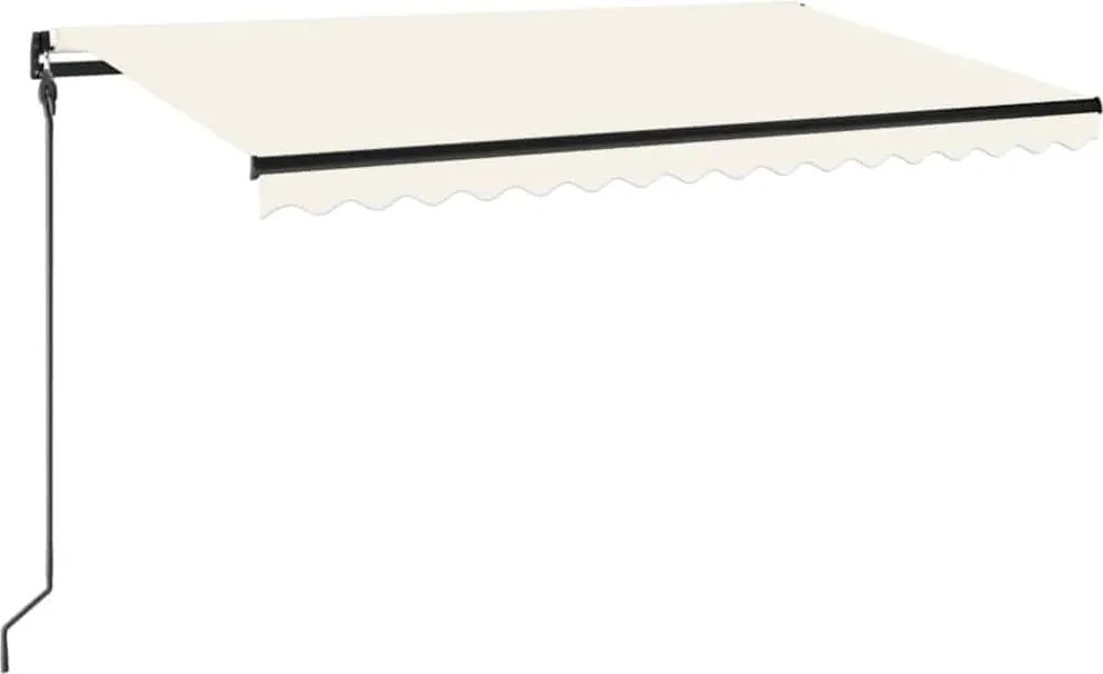 vidaXL Copertină retractabilă manual cu LED, crem, 450x300 cm