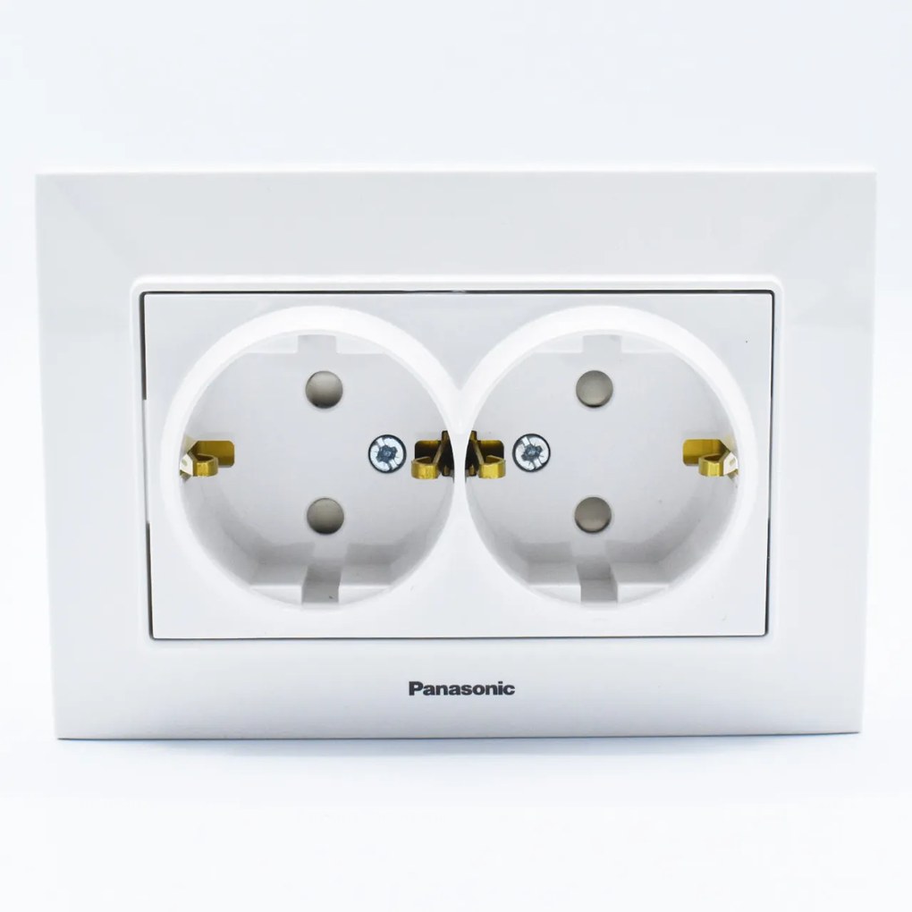 Priza dubla cu impamantare si protectie copii, 16A, IP20, Alb, Panasonic Arkedia Slim