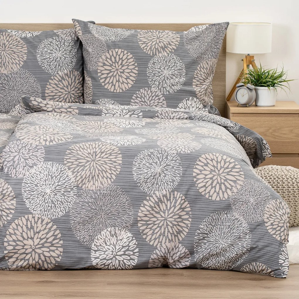 Lenjerie de pat din bumbac 4Home Grey Petals, 140 x 200 cm, 70 x 90 cm