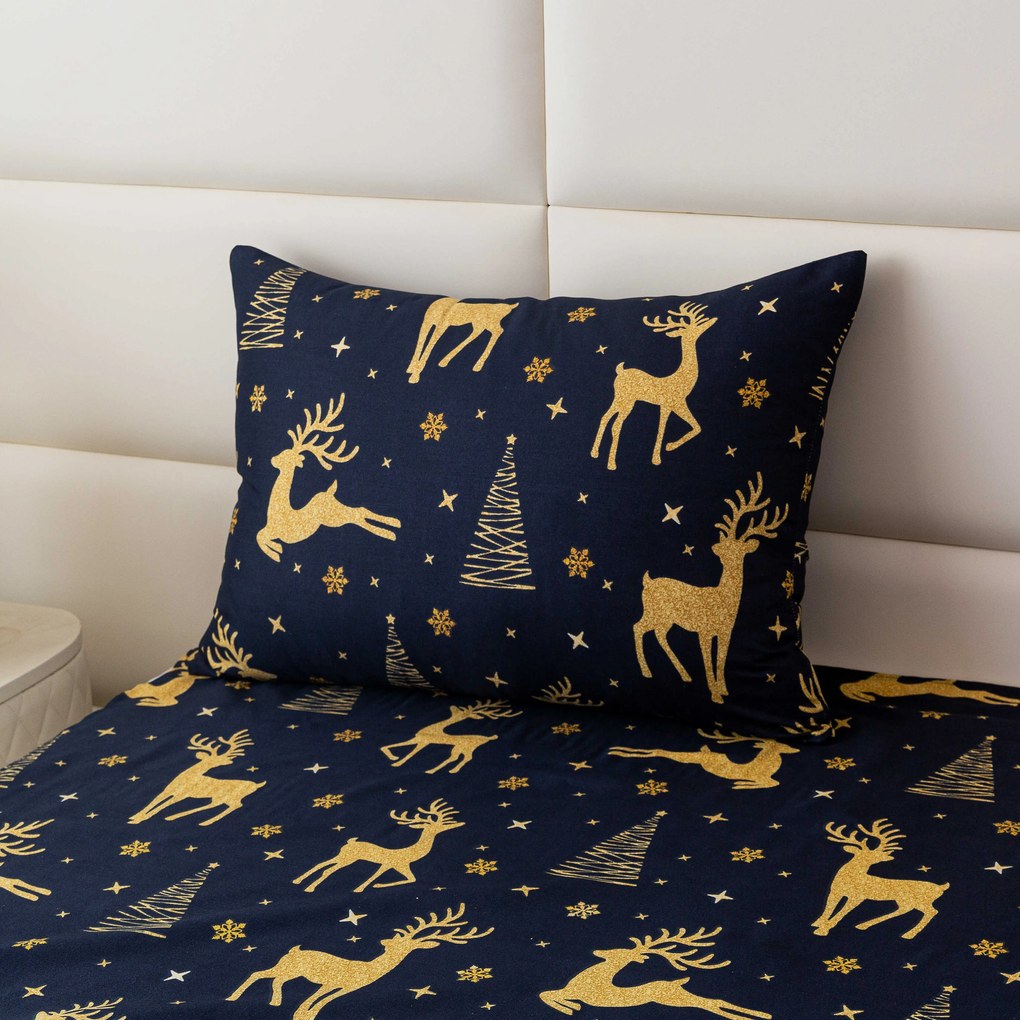 Husa de perna decorativa GOLDEN DEER 50x70 cm, albastru inchis